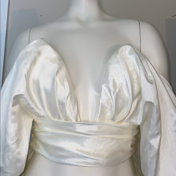 House of CB Tops House Of Cb Elisetta Ivory Satin Plunge Bustier